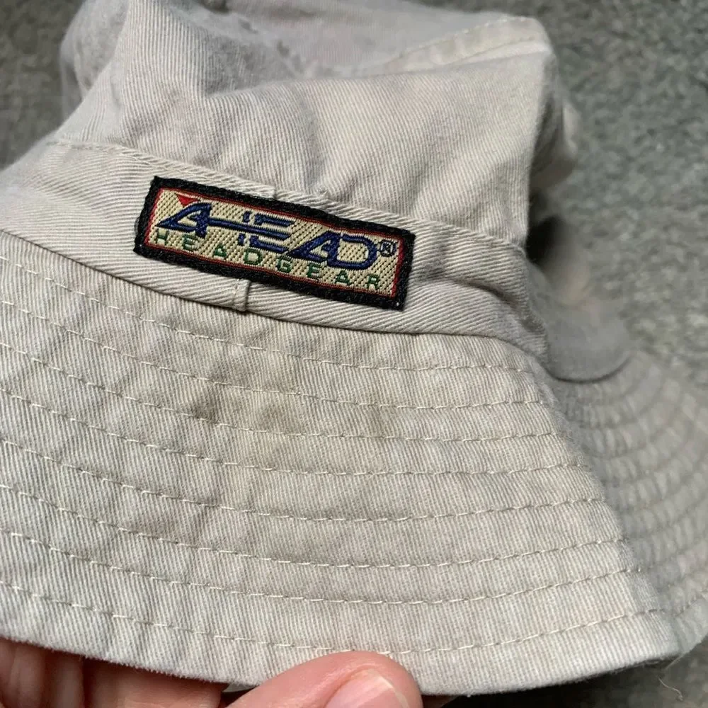 VTG Yellowstone USA Hiking Outdoor Bucket Hat Beige Green Red White Blue One SZ